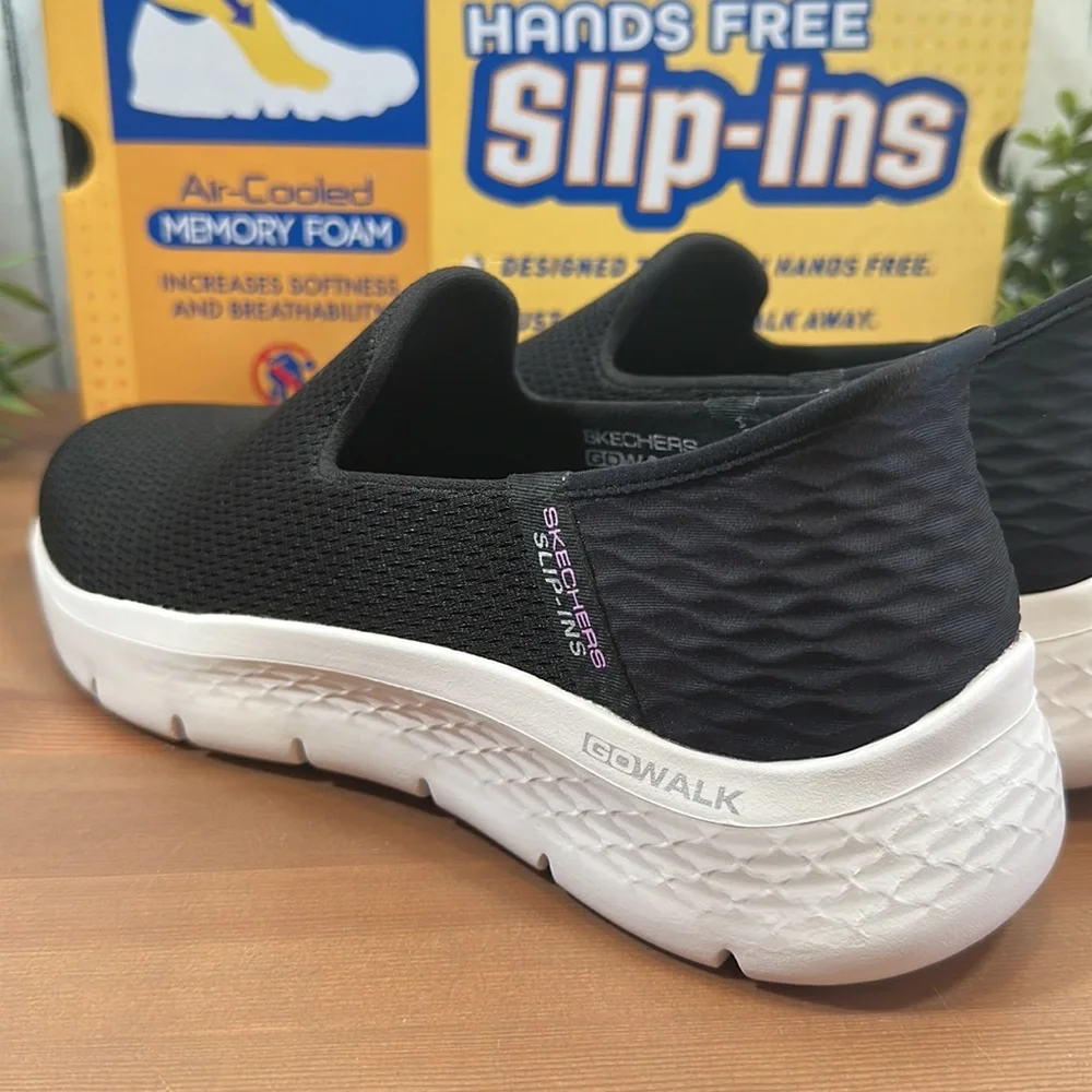Skechers Black and White Slip-On Sneakers - Picture 8 of 11